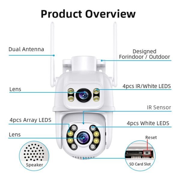 iCSee A28 Wireless WiFi Dual Lens Security Camera - product overview