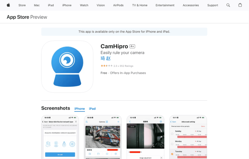 camhipro app for iphone​